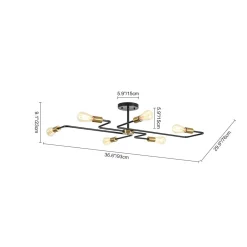 Industrial 6-Light Pipeline Sputnik Semi Flush Mount