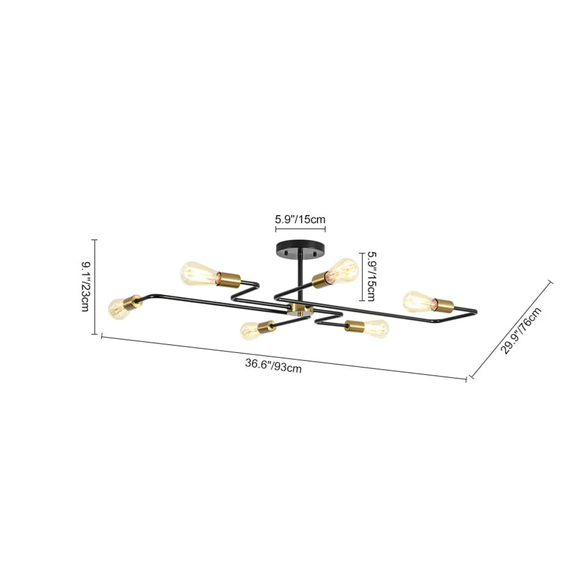 Industrial 6-Light Pipeline Sputnik Semi Flush Mount