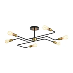 Industrial 6-Light Pipeline Sputnik Semi Flush Mount