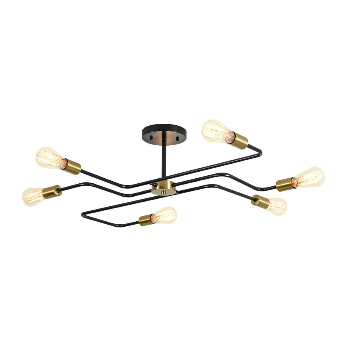 Industrial 6-Light Pipeline Sputnik Semi Flush Mount