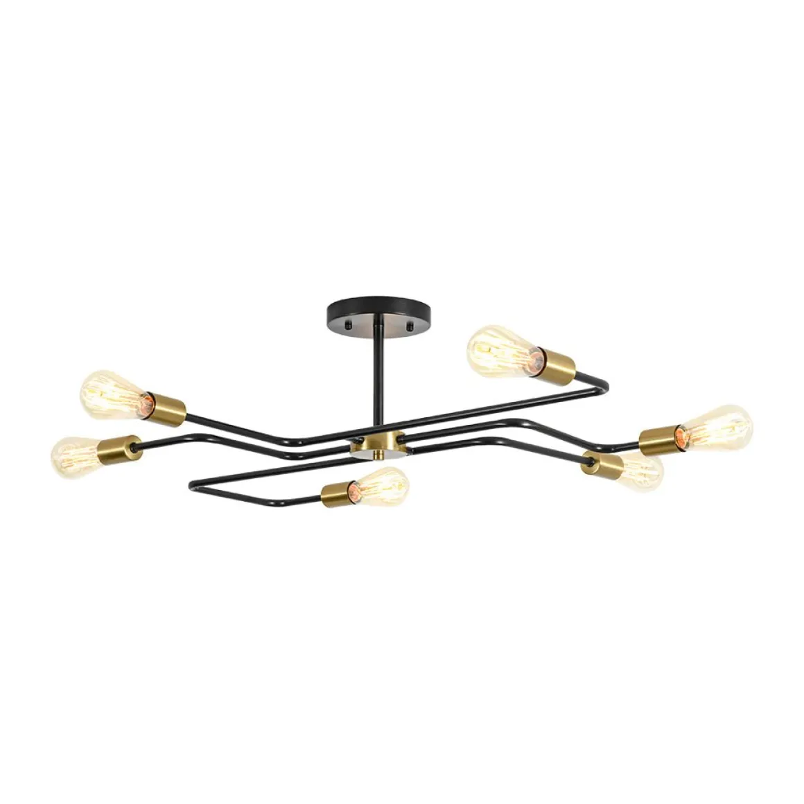 Industrial 6-Light Pipeline Sputnik Semi Flush Mount