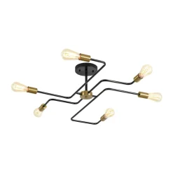 Industrial 6-Light Pipeline Sputnik Semi Flush Mount