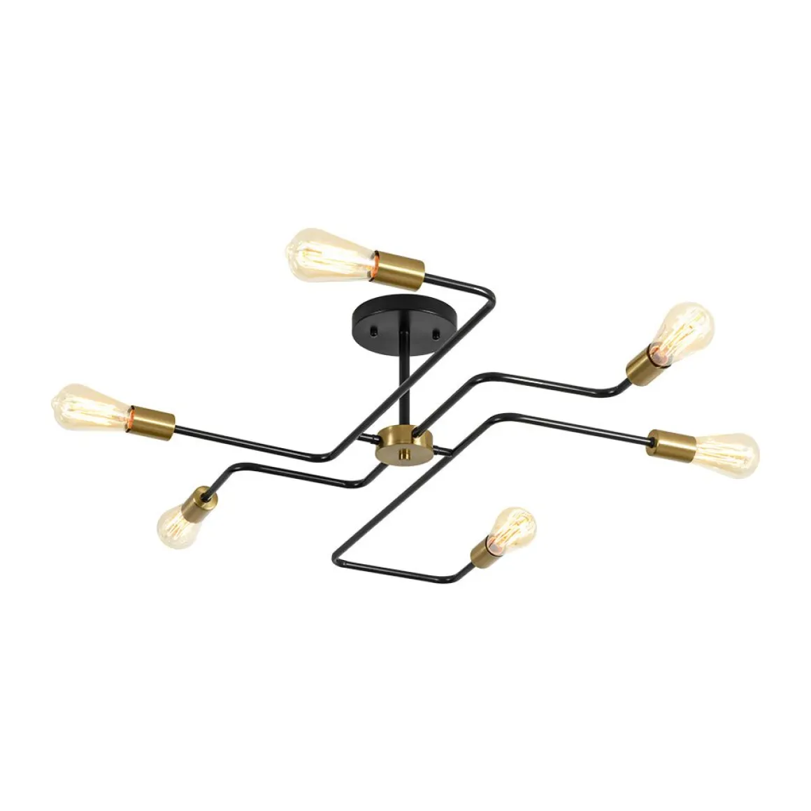 Industrial 6-Light Pipeline Sputnik Semi Flush Mount
