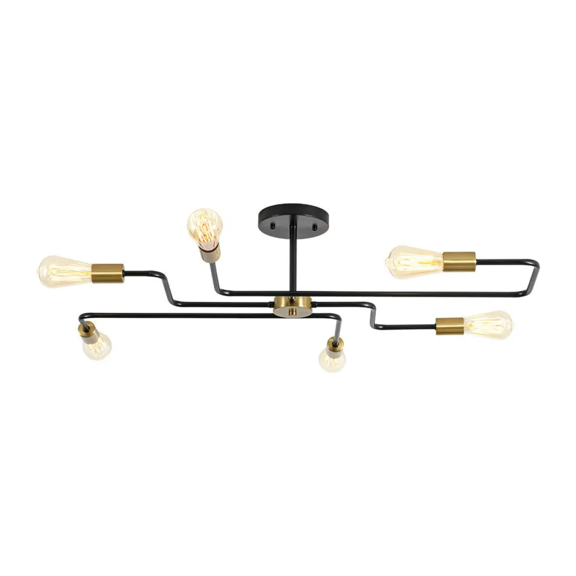 Industrial 6-Light Pipeline Sputnik Semi Flush Mount