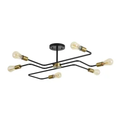 Industrial 6-Light Pipeline Sputnik Semi Flush Mount