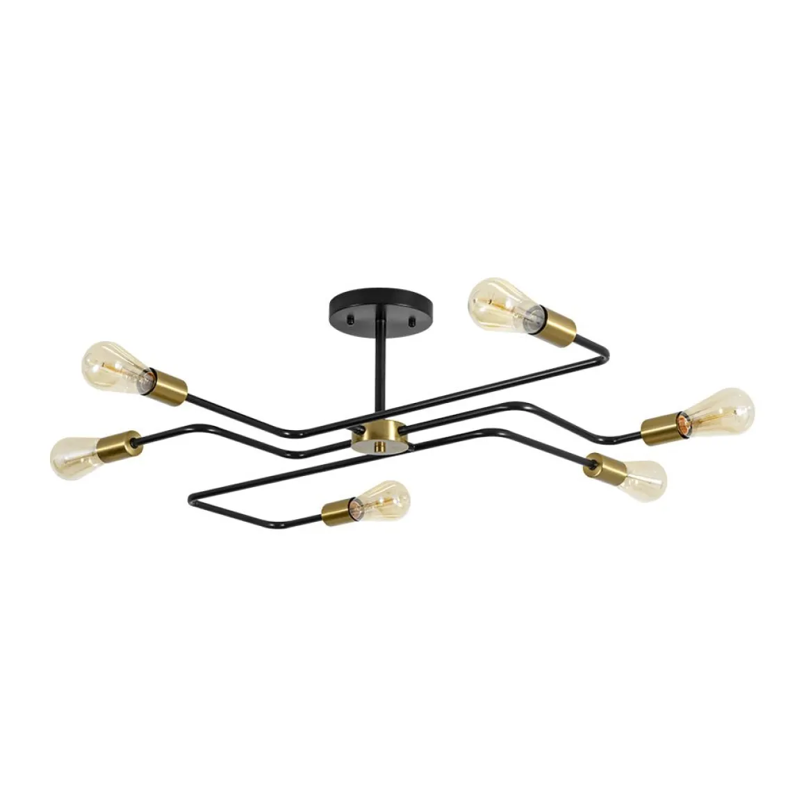 Industrial 6-Light Pipeline Sputnik Semi Flush Mount