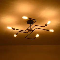 Industrial 6-Light Pipeline Sputnik Semi Flush Mount