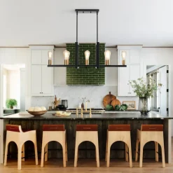 Industrial 8-Light Rectangular Kitchen Island Chandelier