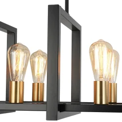 Industrial 8-Light Rectangular Kitchen Island Chandelier