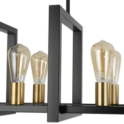 Industrial 8-Light Rectangular Kitchen Island Chandelier