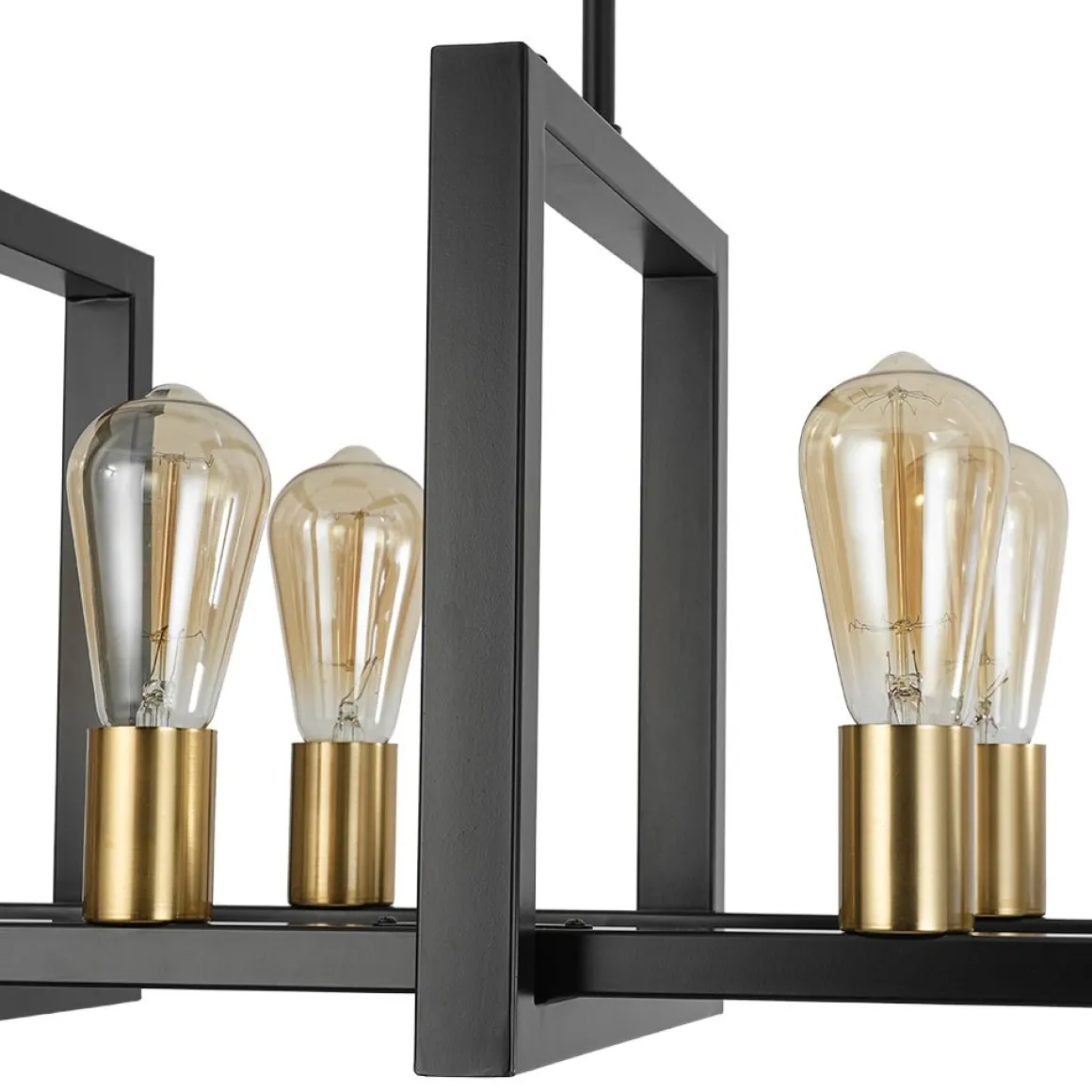 Industrial 8-Light Rectangular Kitchen Island Chandelier