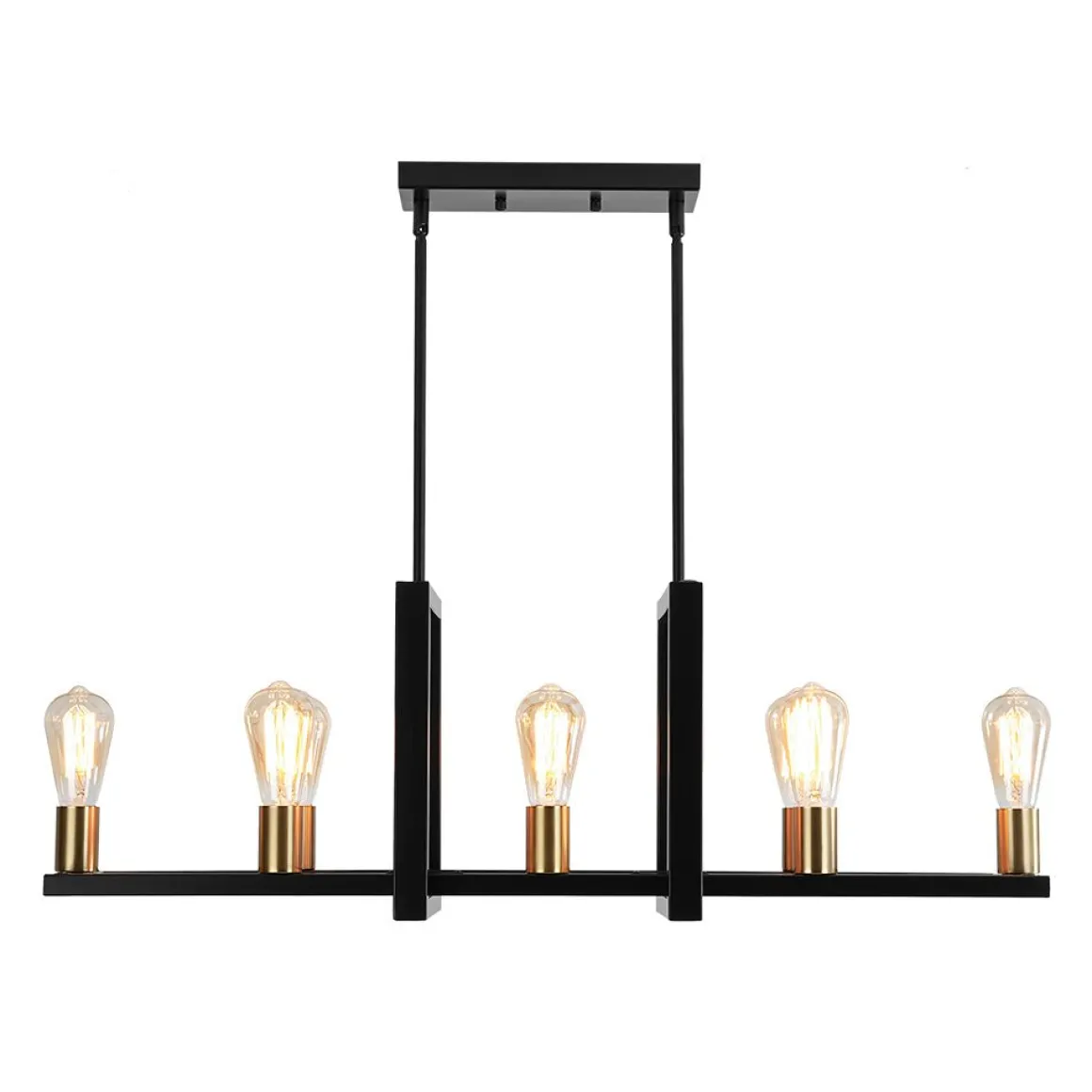 Industrial 8-Light Rectangular Kitchen Island Chandelier