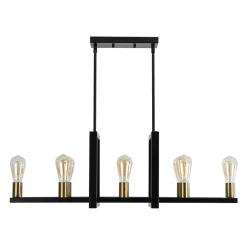 Industrial 8-Light Rectangular Kitchen Island Chandelier