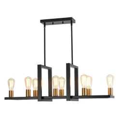 Industrial 8-Light Rectangular Kitchen Island Chandelier