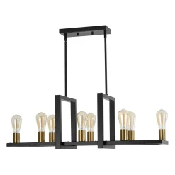 Industrial 8-Light Rectangular Kitchen Island Chandelier
