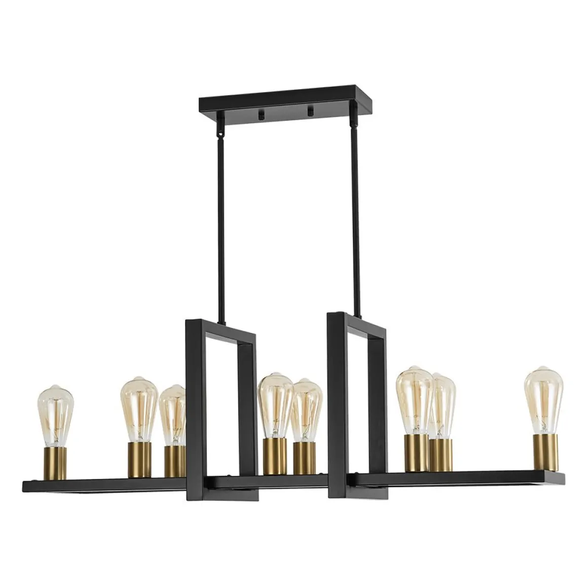 Industrial 8-Light Rectangular Kitchen Island Chandelier