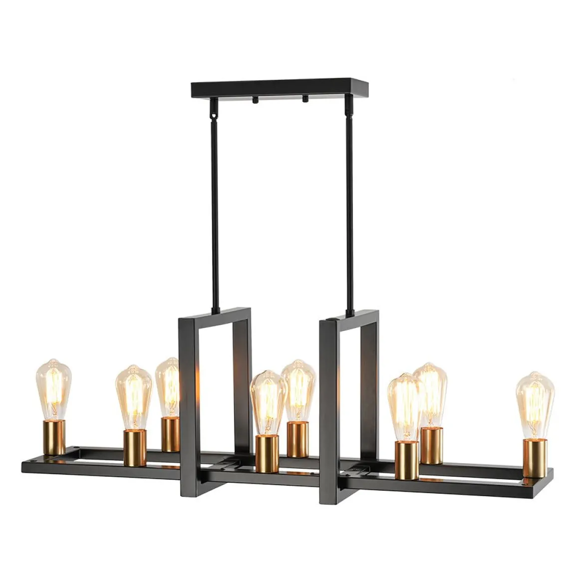 Industrial 8-Light Rectangular Kitchen Island Chandelier