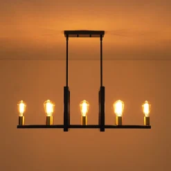 Industrial 8-Light Rectangular Kitchen Island Chandelier