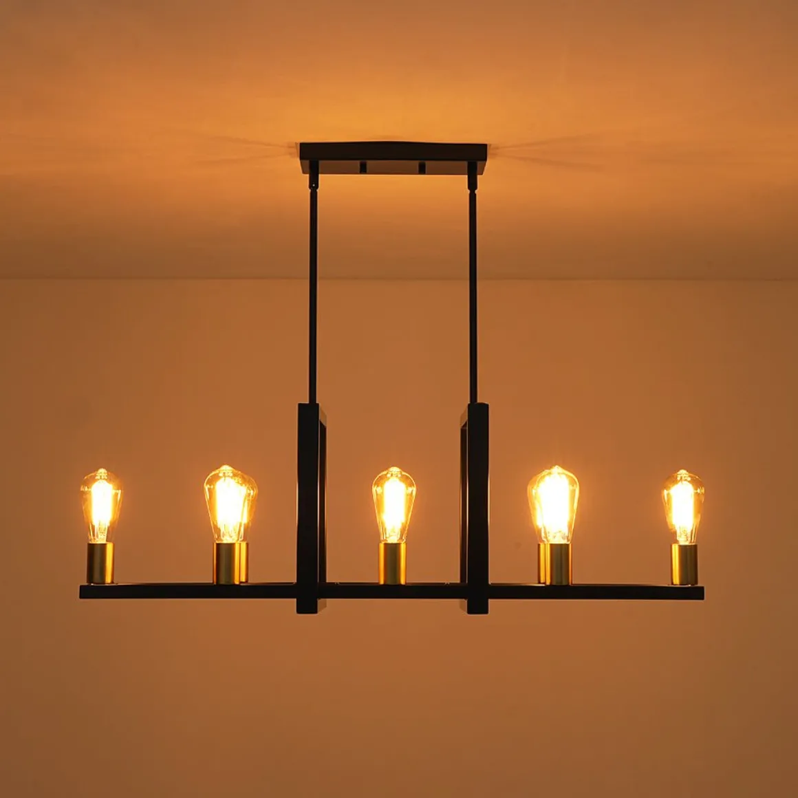 Industrial 8-Light Rectangular Kitchen Island Chandelier