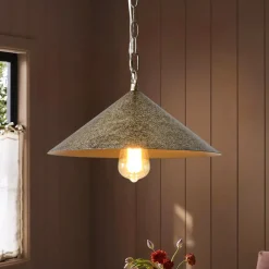 Industrial 1-Light Rusty Silver Iron Cone Kitchen Pendant