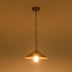 Industrial 1-Light Rusty Silver Iron Cone Kitchen Pendant