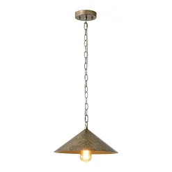 Industrial 1-Light Rusty Silver Iron Cone Kitchen Pendant