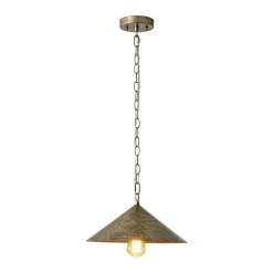 Industrial 1-Light Rusty Silver Iron Cone Kitchen Pendant