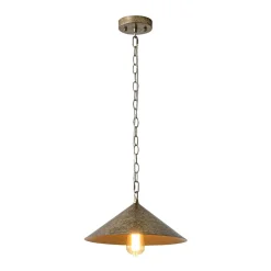 Industrial 1-Light Rusty Silver Iron Cone Kitchen Pendant