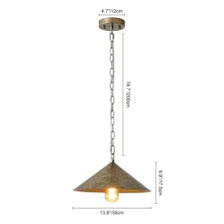 Industrial 1-Light Rusty Silver Iron Cone Kitchen Pendant