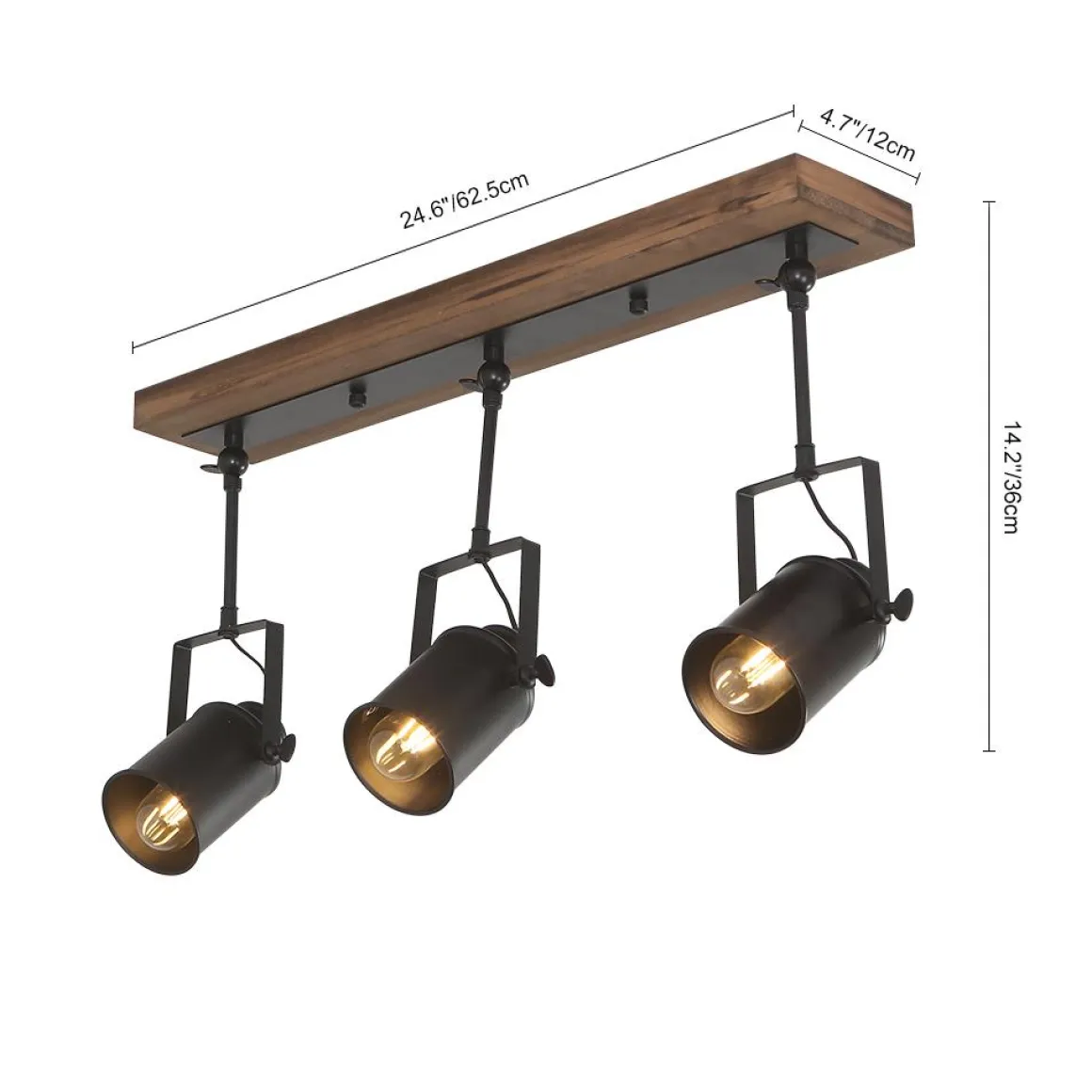 Industrial 3-Light Semi Flush Track Light