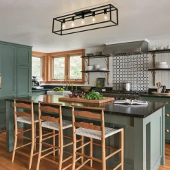 Industrial Minimalist Rectangle Cage Semi Flush Mount