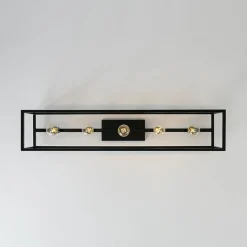 Industrial Minimalist Rectangle Cage Semi Flush Mount