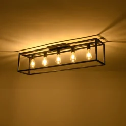 Industrial Minimalist Rectangle Cage Semi Flush Mount