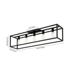 Industrial Minimalist Rectangle Cage Semi Flush Mount