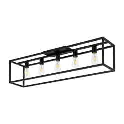 Industrial Minimalist Rectangle Cage Semi Flush Mount