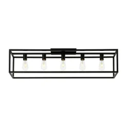 Industrial Minimalist Rectangle Cage Semi Flush Mount