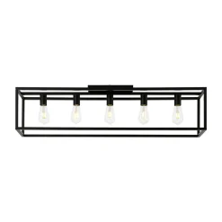Industrial Minimalist Rectangle Cage Semi Flush Mount