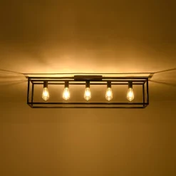 Industrial Minimalist Rectangle Cage Semi Flush Mount