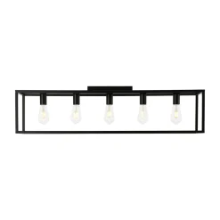 Industrial Minimalist Rectangle Cage Semi Flush Mount