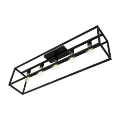 Industrial Minimalist Rectangle Cage Semi Flush Mount
