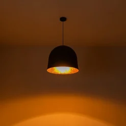 Industrial Oversized Iron Bell Dome Pendant Light Black Gold Powder