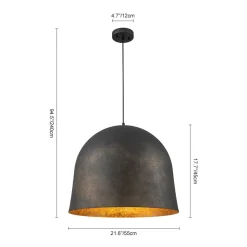 Industrial Oversized Iron Bell Dome Pendant Light Black Gold Powder