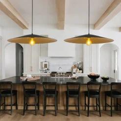 Industrial Oversized Iron Flat Cone Kitchen Pendant Light