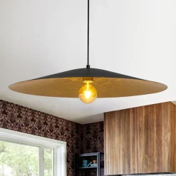 Industrial Oversized Iron Flat Cone Kitchen Pendant Light
