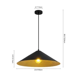 Industrial Oversized Iron Flat Cone Kitchen Pendant Light