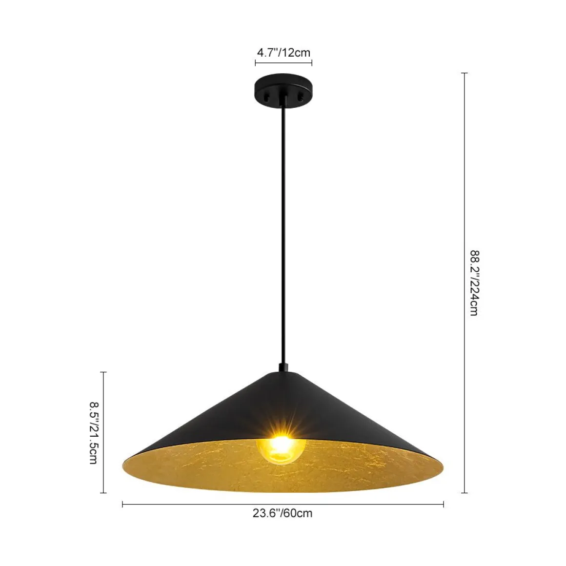 Industrial Oversized Iron Flat Cone Kitchen Pendant Light
