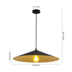 Industrial Oversized Iron Flat Cone Kitchen Pendant Light