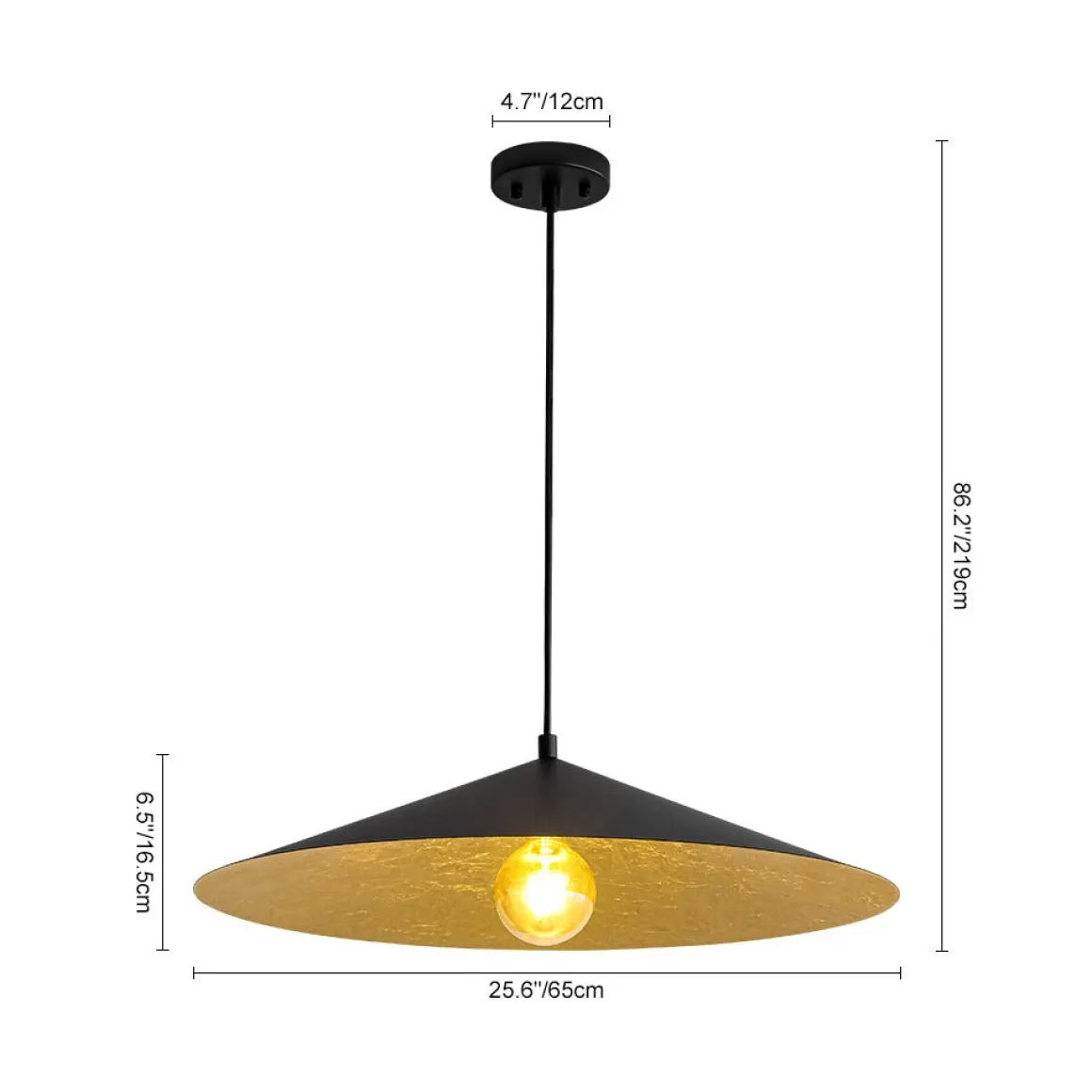 Industrial Oversized Iron Flat Cone Kitchen Pendant Light