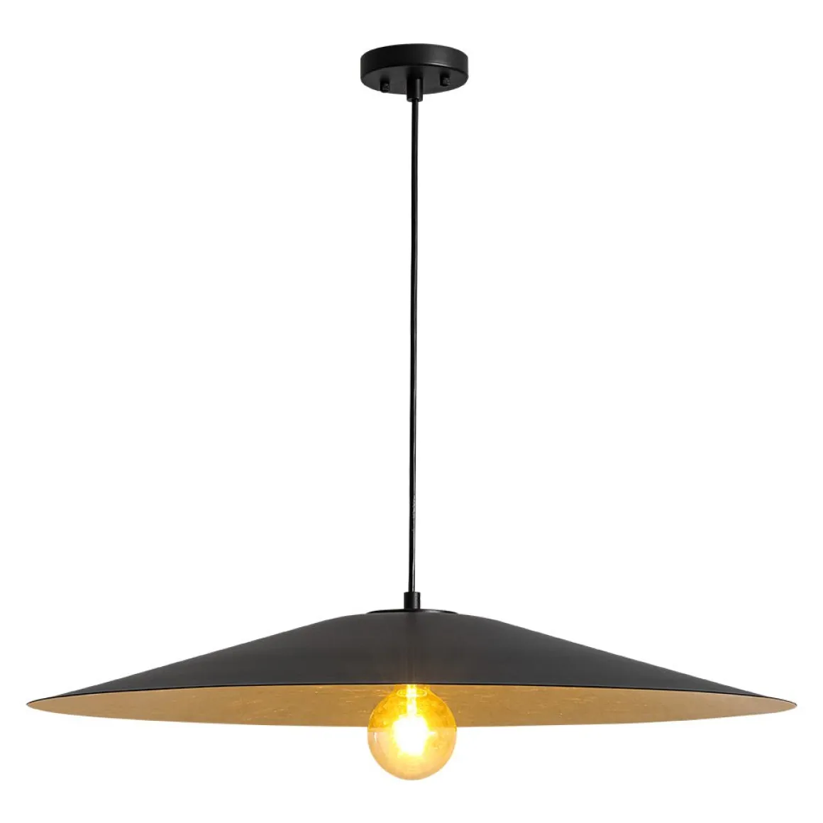 Industrial Oversized Iron Flat Cone Kitchen Pendant Light