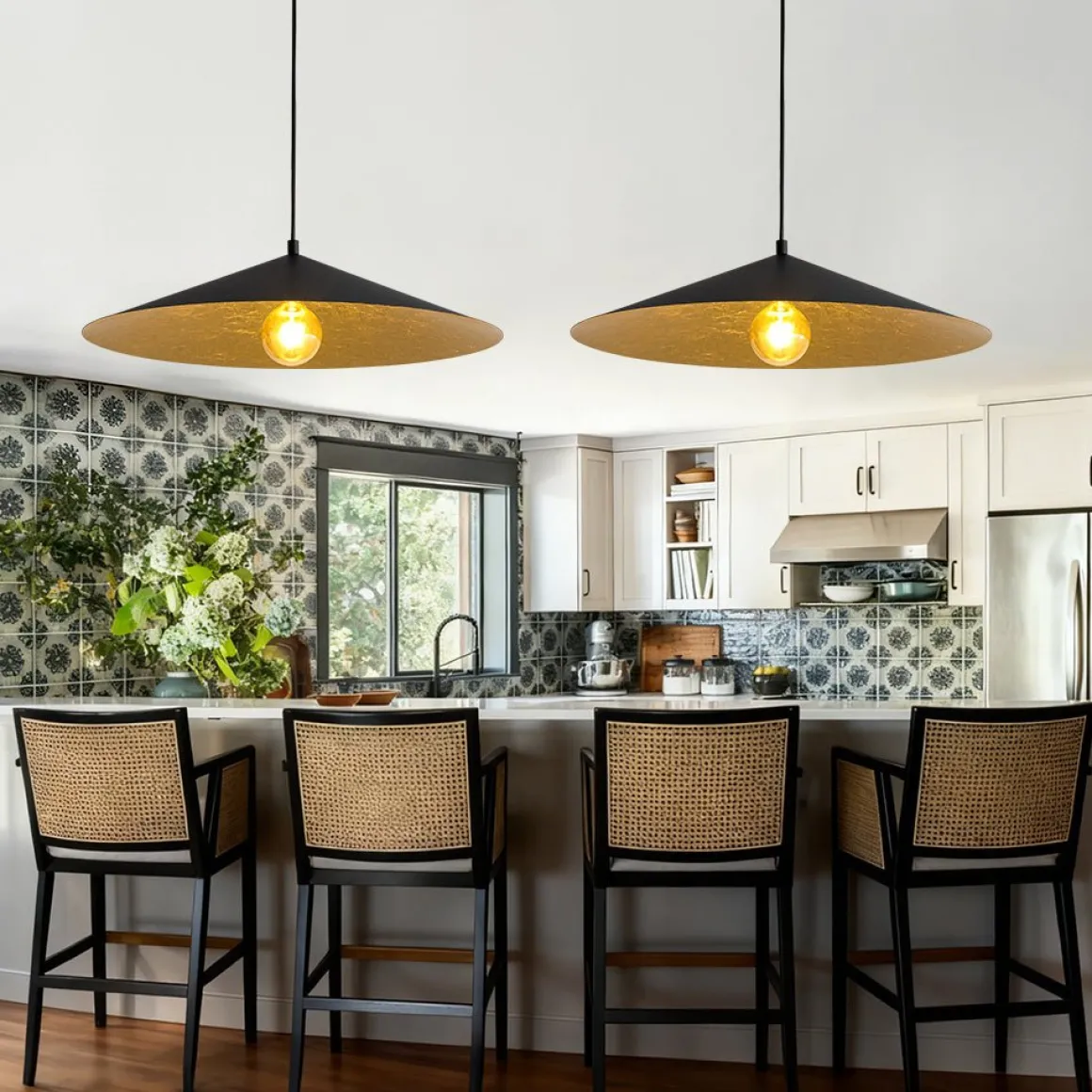 Industrial Oversized Iron Flat Cone Kitchen Pendant Light